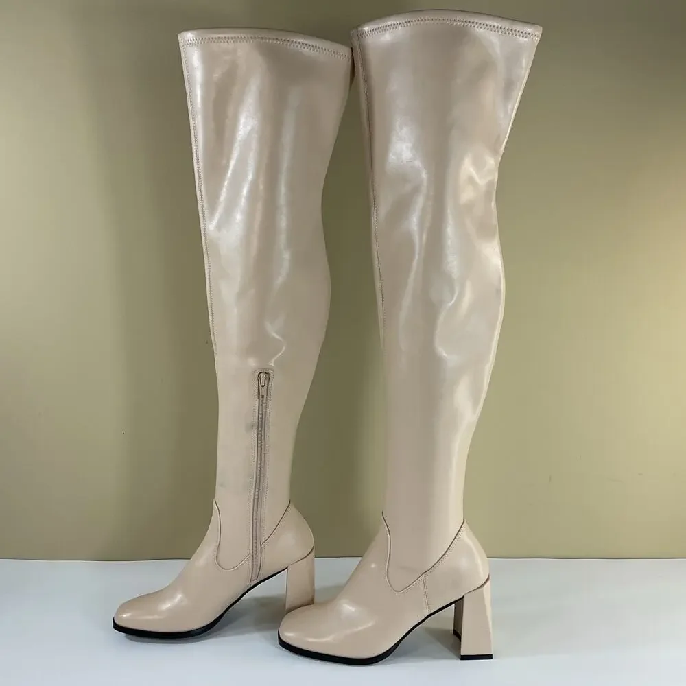 NEW Open Edit Women’s Briar Over the Knee Boots Beige Size 6M